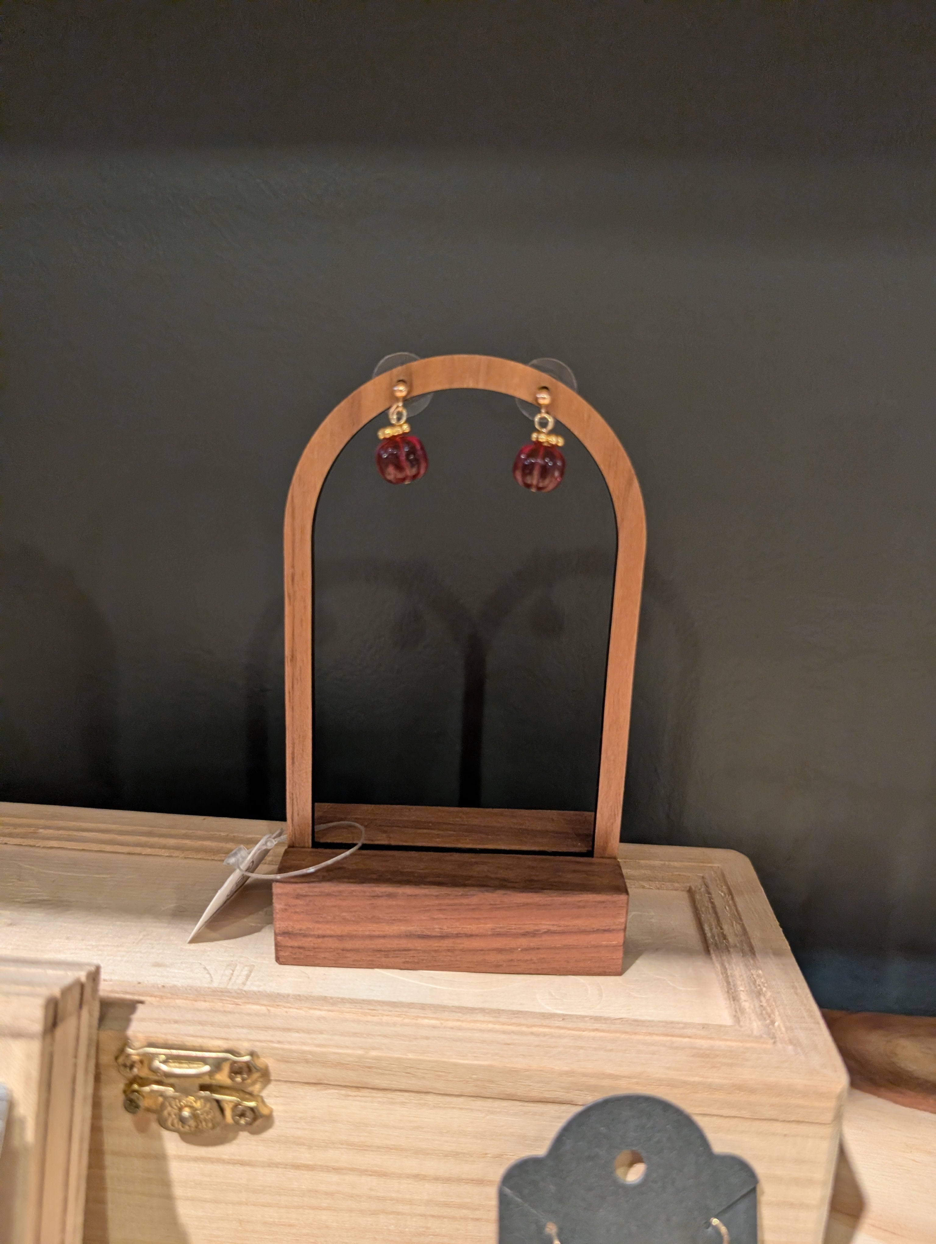 Gold Vermeil with Red Glass Earrings