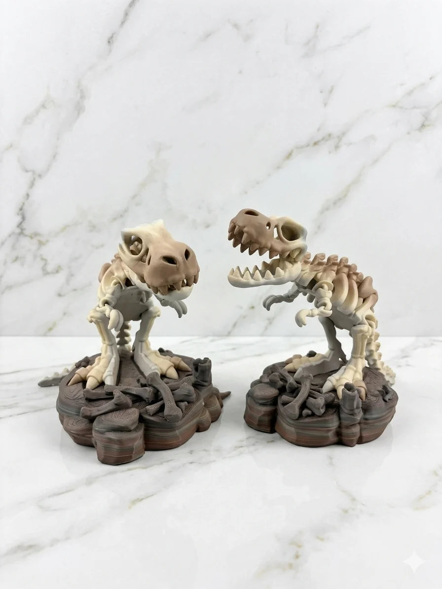 Skeleton Dinosaurs w/ Bases- Bone Color