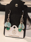 Green Onyx, Chalcedony, and Sterling Silver Earings