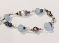Pearl, Sapphire, Aquamarine, and Sterling Silver Bracelet
