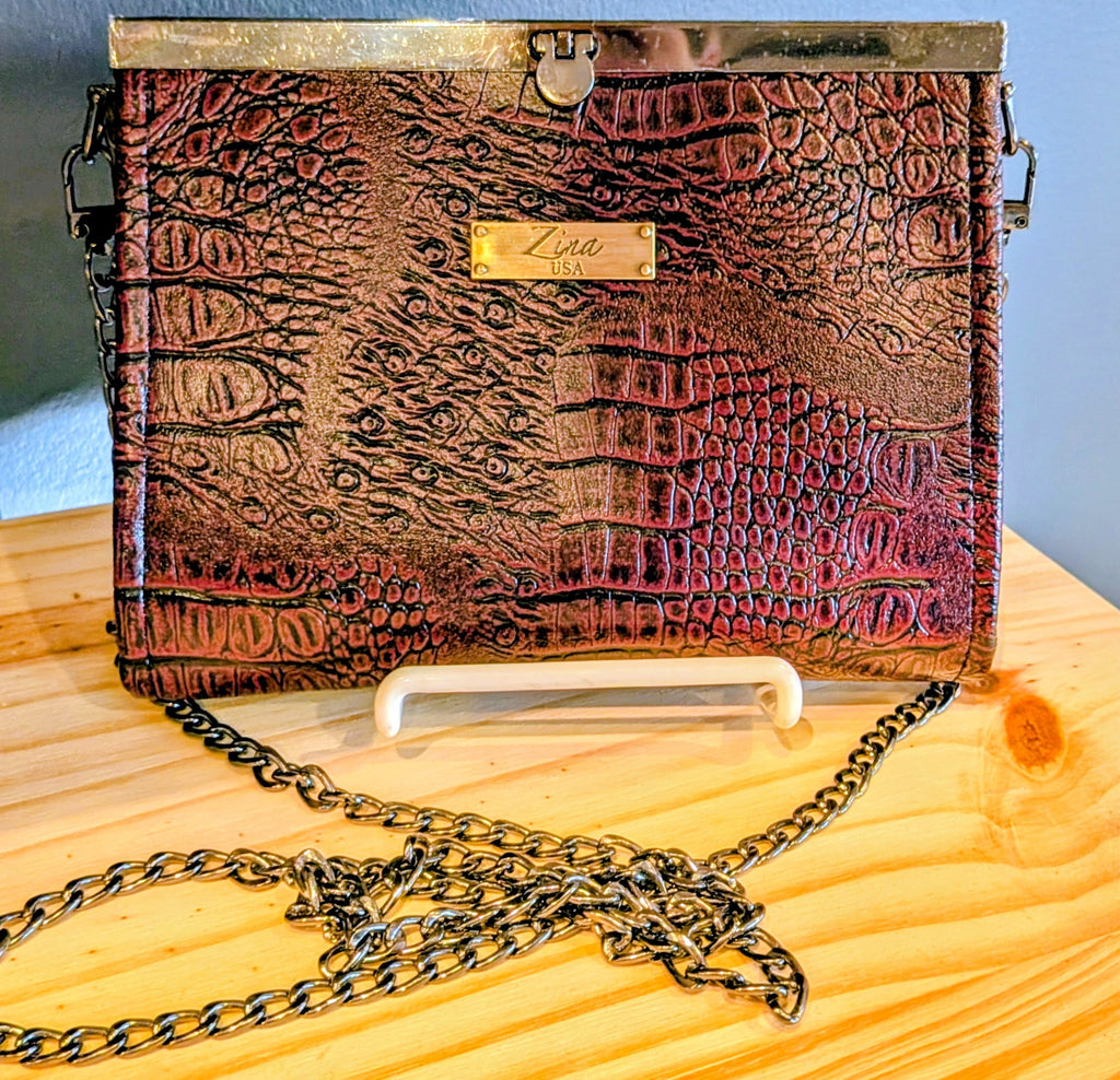 Brown faux skin purse