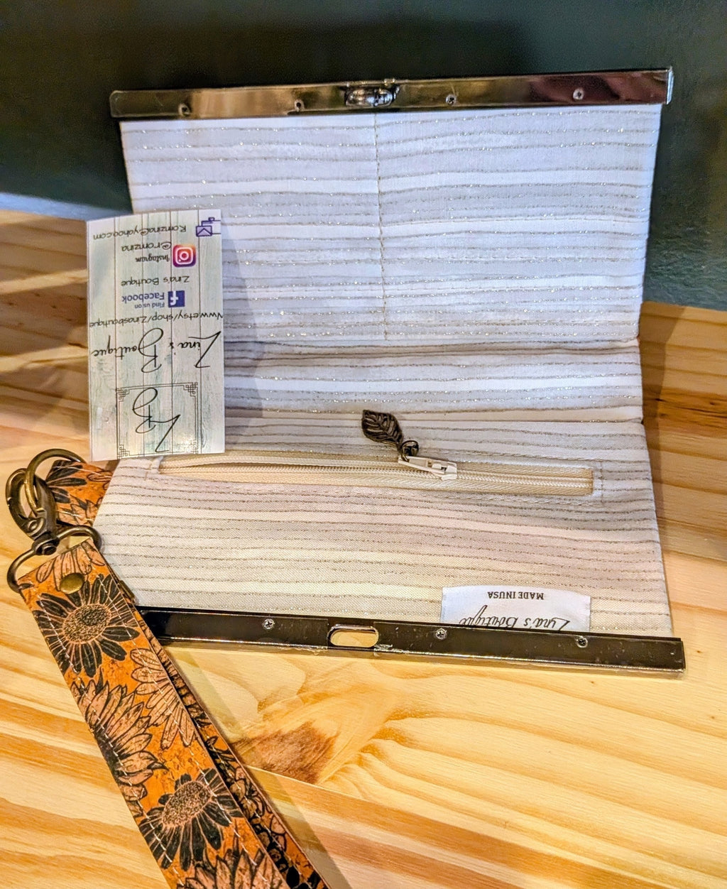 Sunflower Cork Wristlet