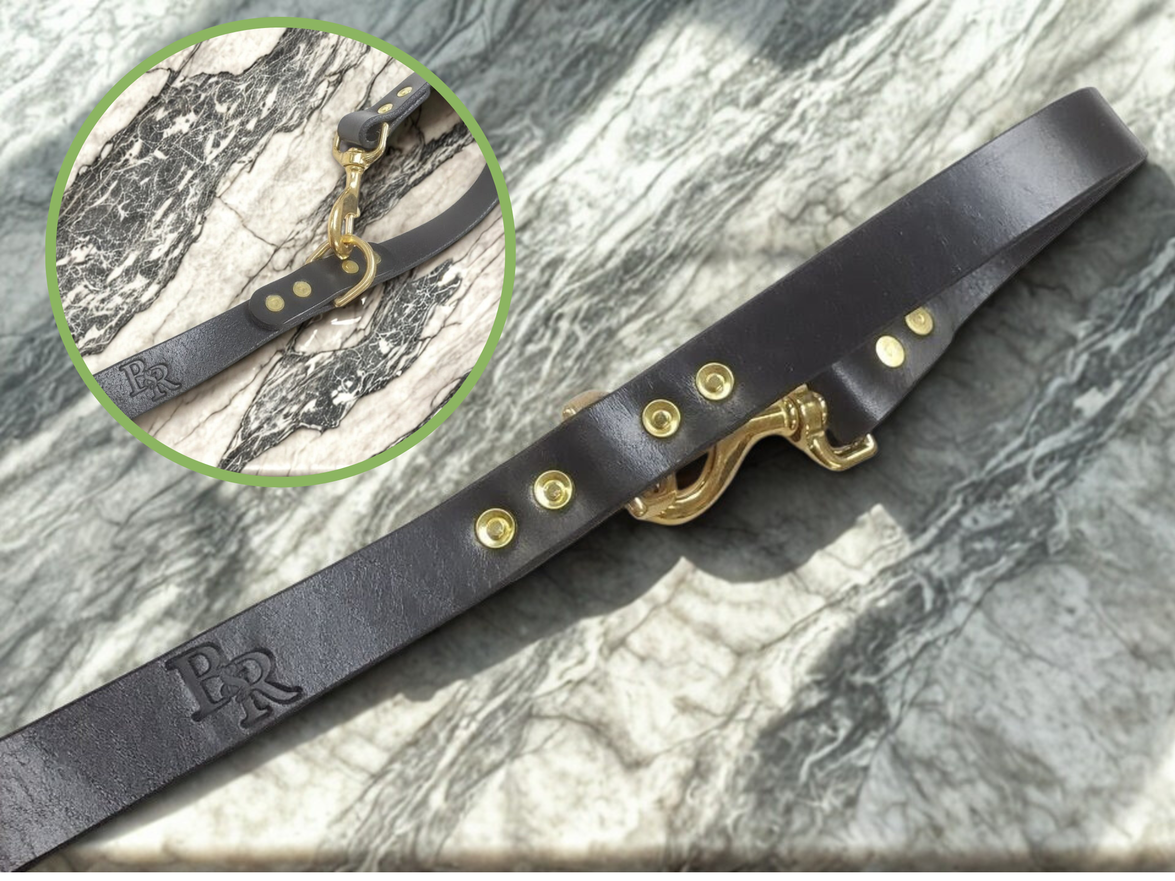 Black Leather Leash dual use